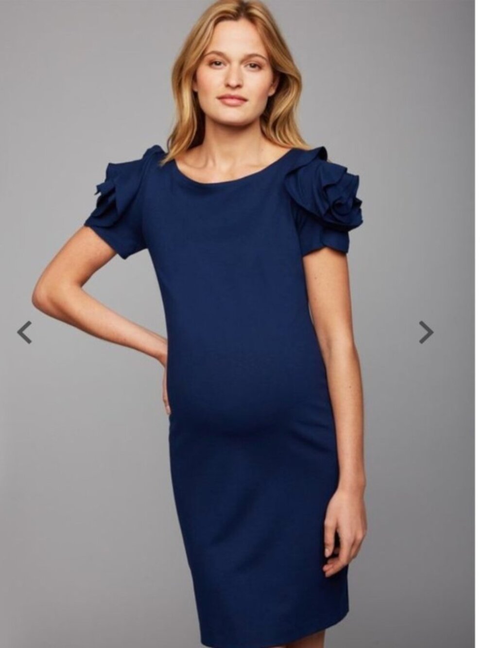 Pietro Brunelli Salisburgo Maternity Dress Sx XS Navy Rosette Party Office